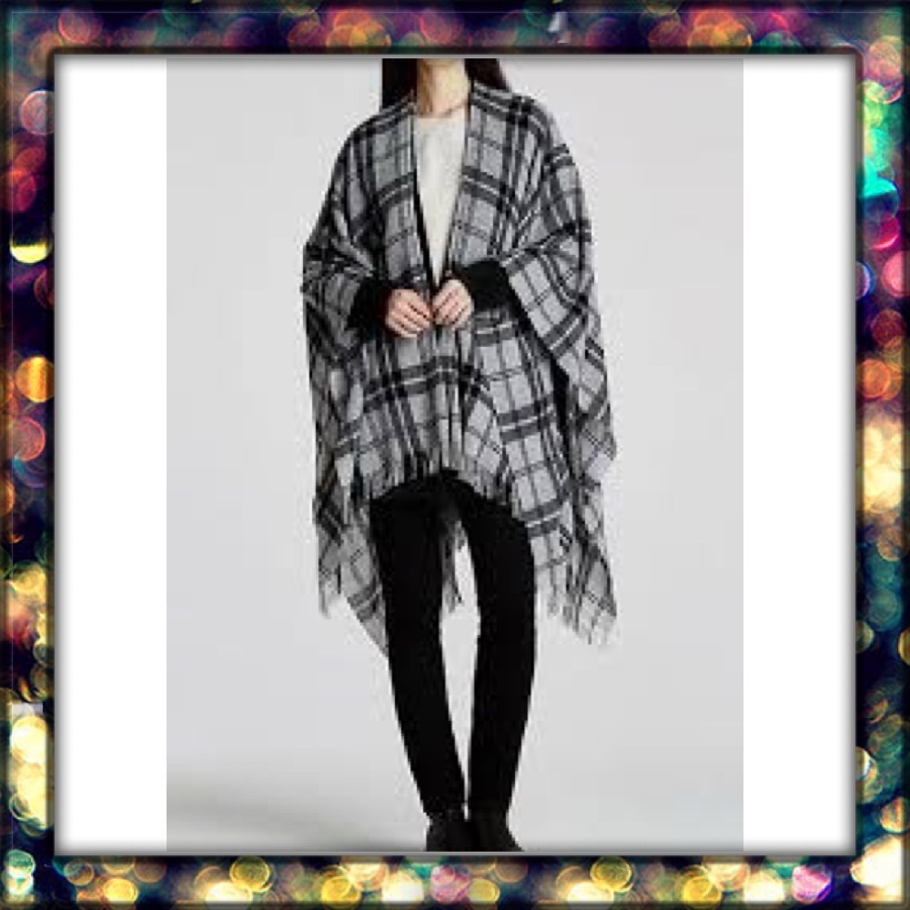 [Aqua] Plaid cape/poncho from Bloomingdale’s